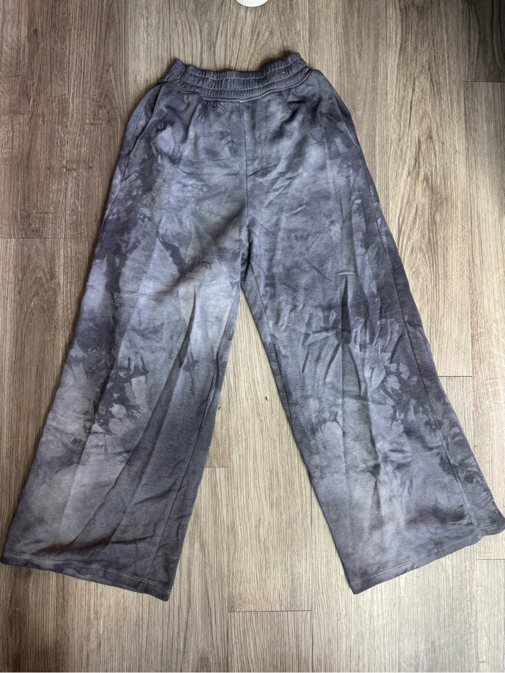 H&M Divided Grey Tie Dye Acid Wash Wide Leg Sweatpants Fleece Size XS